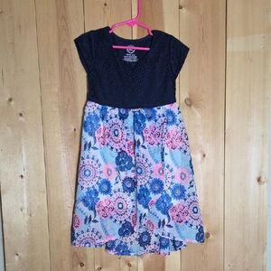 Wonder Nation Navy and Pink Floral Kids Dress